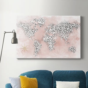 Pink Cheetah Map Premium Gallery Wrapped Canvas - Ready to Hang