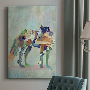 Fantastic Florals Fox, Standing Premium Gallery Wrapped Canvas - Ready to Hang