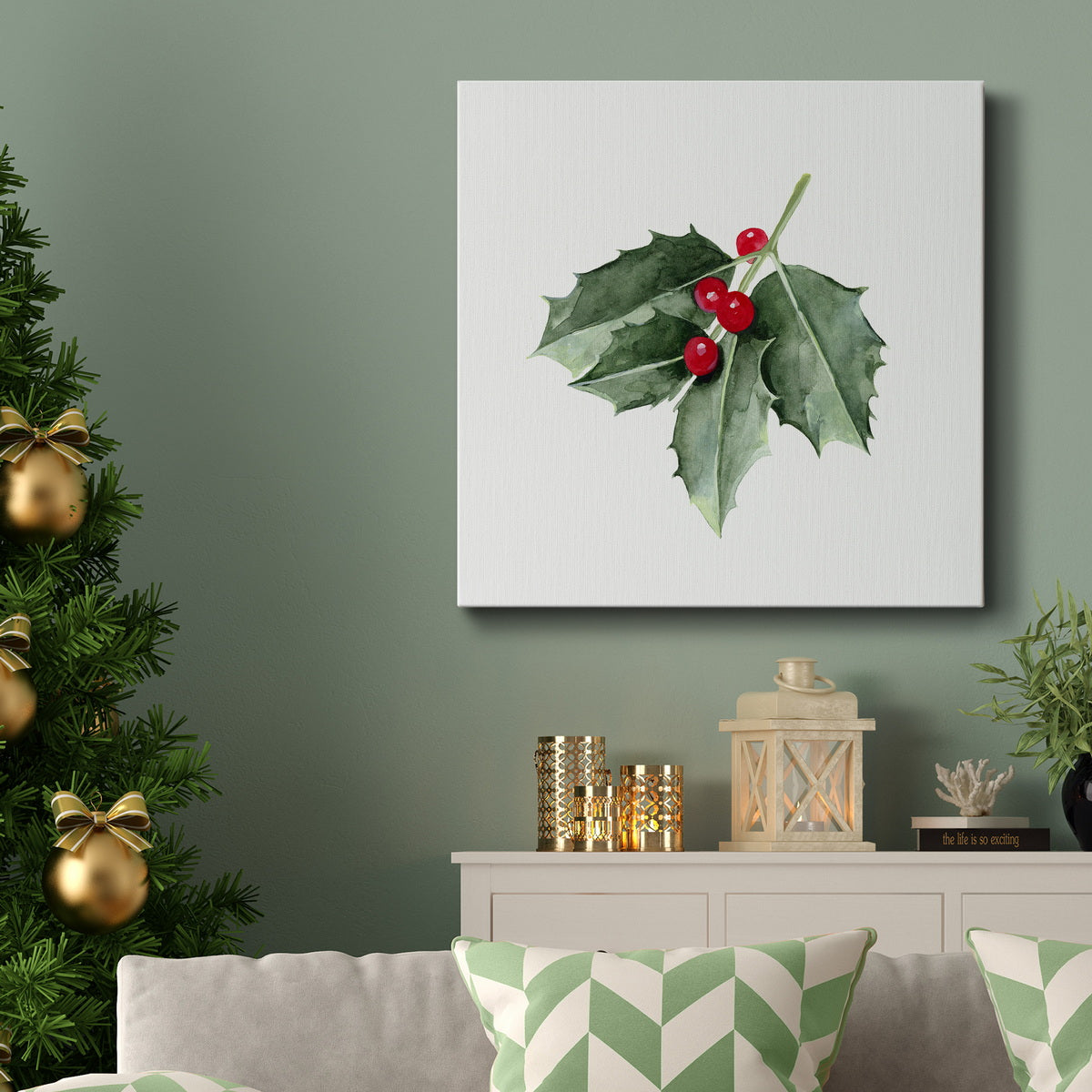 Christmas Holly II-Premium Gallery Wrapped Canvas - Ready to Hang
