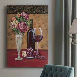 Vintage Flowers and Wine I Premium Gallery Wrapped Canvas - Ready to Hang