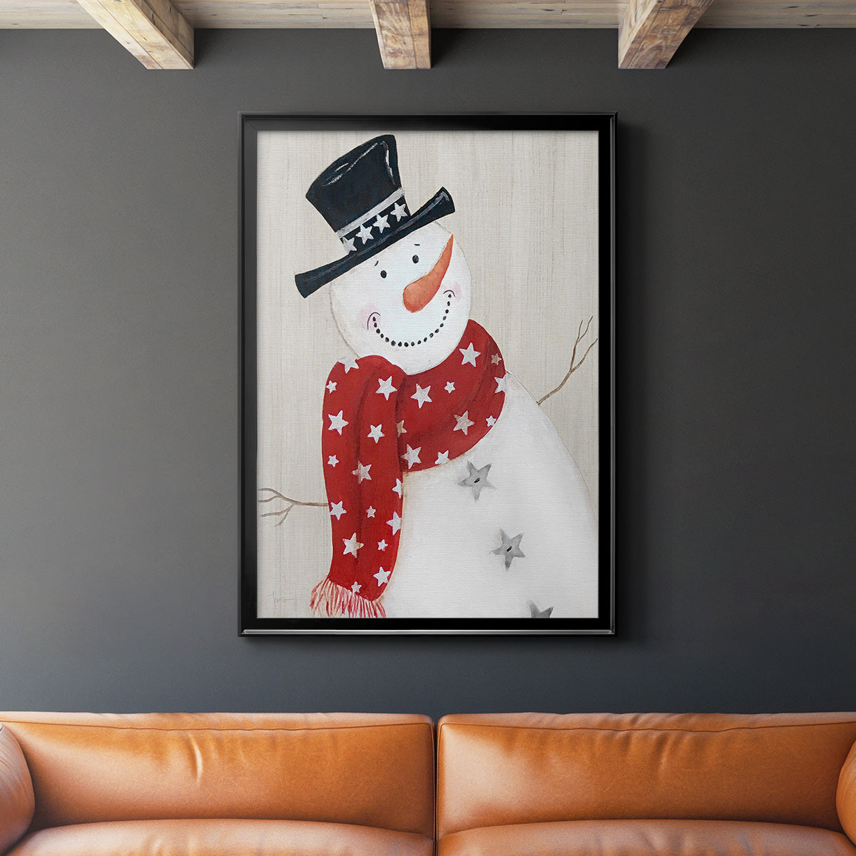 Festive Snowman I Premium Framed Print - Ready to Hang