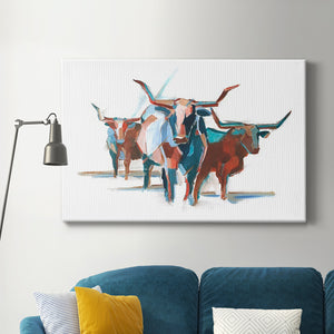 Modern Longhorns I Premium Gallery Wrapped Canvas - Ready to Hang