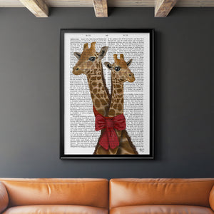 Giraffes and Bow Premium Framed Print - Ready to Hang