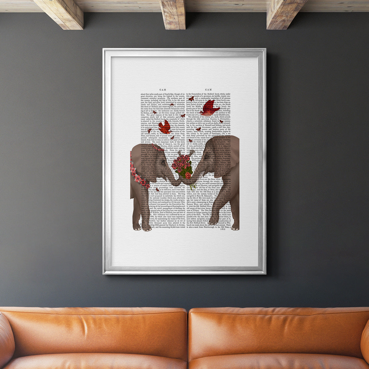 Elephant Bouquet, Portrait Premium Framed Print - Ready to Hang