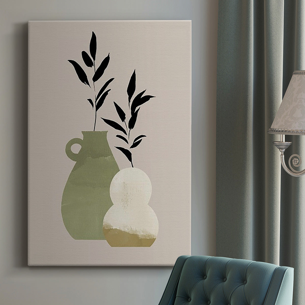 Simple Bud Vases II Premium Gallery Wrapped Canvas - Ready to Hang