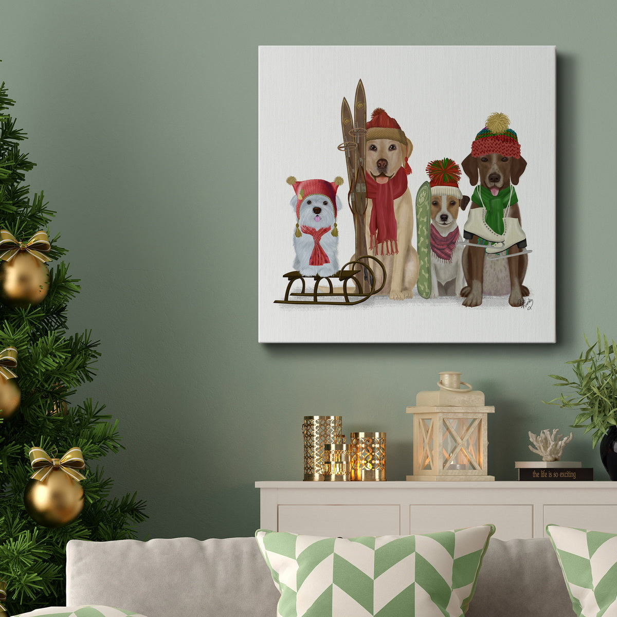 Christmas Des - Winter Sports Fans-Premium Gallery Wrapped Canvas - Ready to Hang