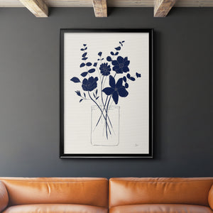 Indigo Sketch Bouquet I Premium Framed Print - Ready to Hang