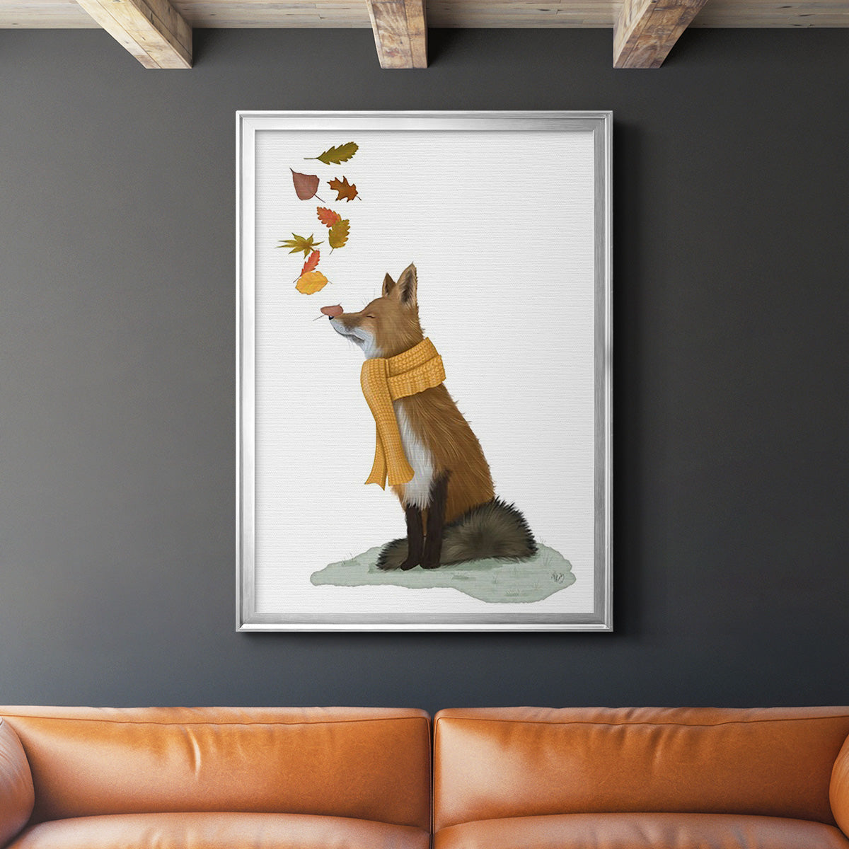 Fox Leaves on Nose Premium Framed Print - Ready to Hang