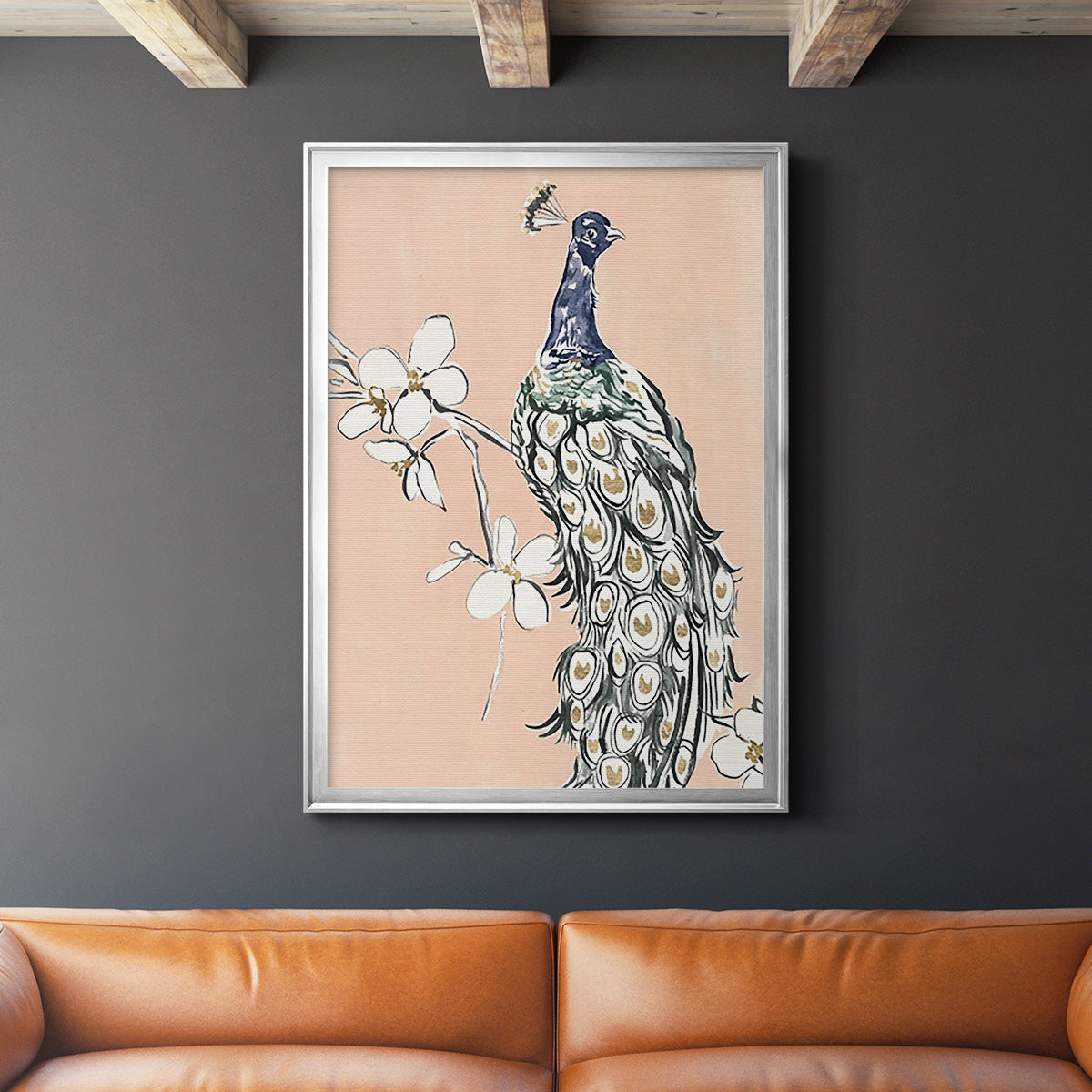 Peacock in Gold III Premium Framed Print - Ready to Hang