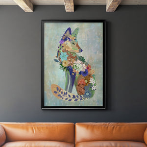 Fantastic Florals Fox, Sitting Premium Framed Print - Ready to Hang