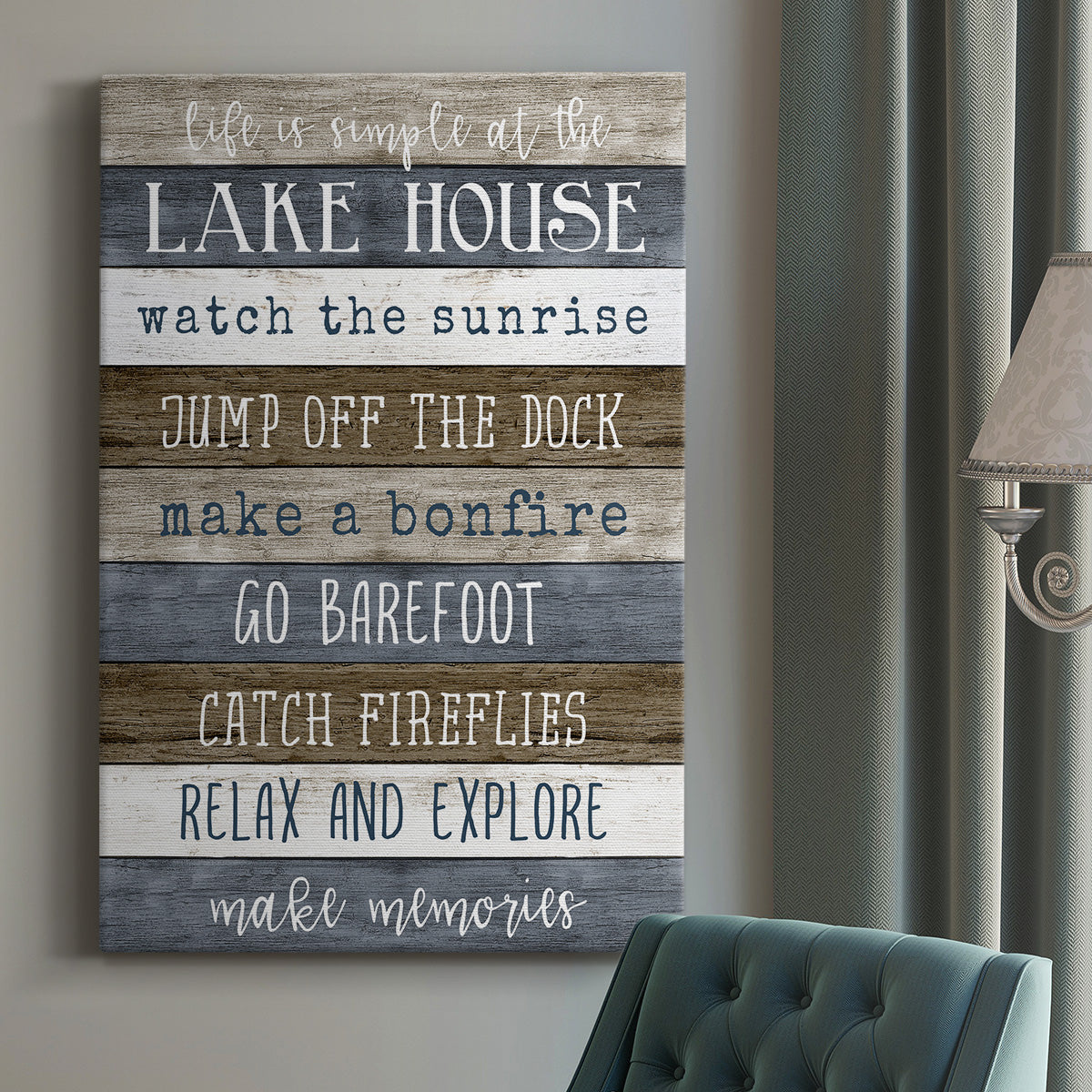 Simple Lake Rules Premium Gallery Wrapped Canvas - Ready to Hang