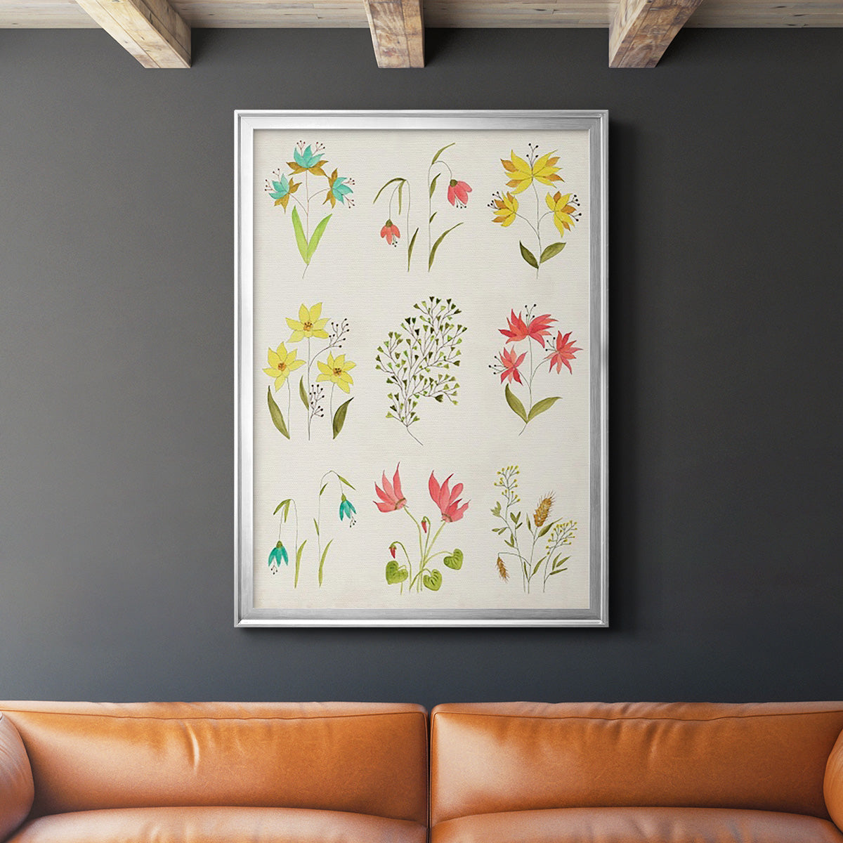 Floral Gatherings Grid Premium Framed Print - Ready to Hang