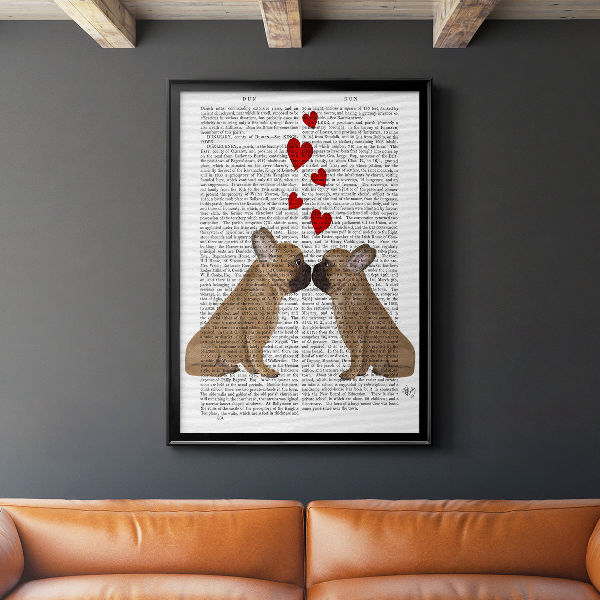 French Kiss and Hearts Premium Framed Print - Ready to Hang