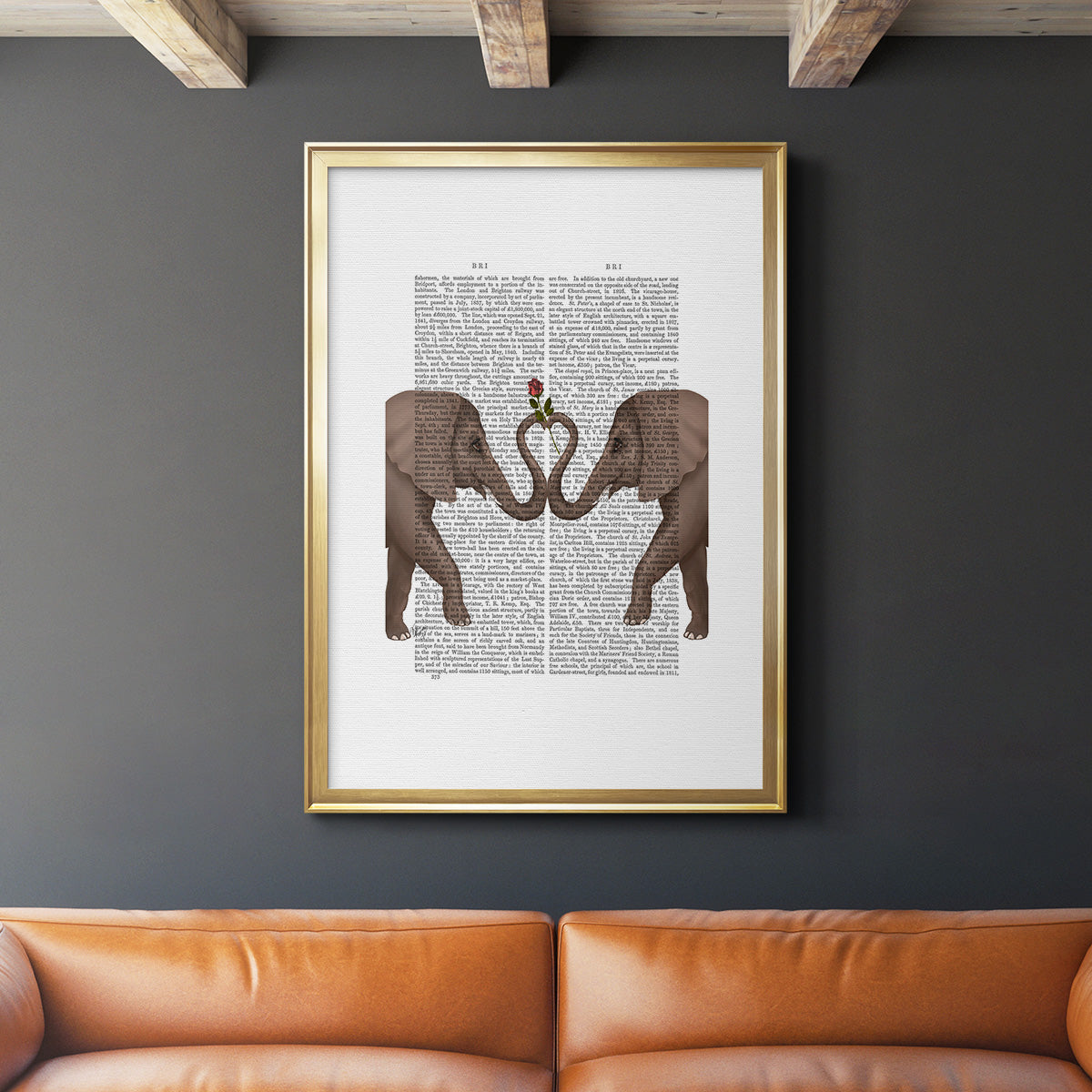 Elephants Heart and Rose Premium Framed Print - Ready to Hang