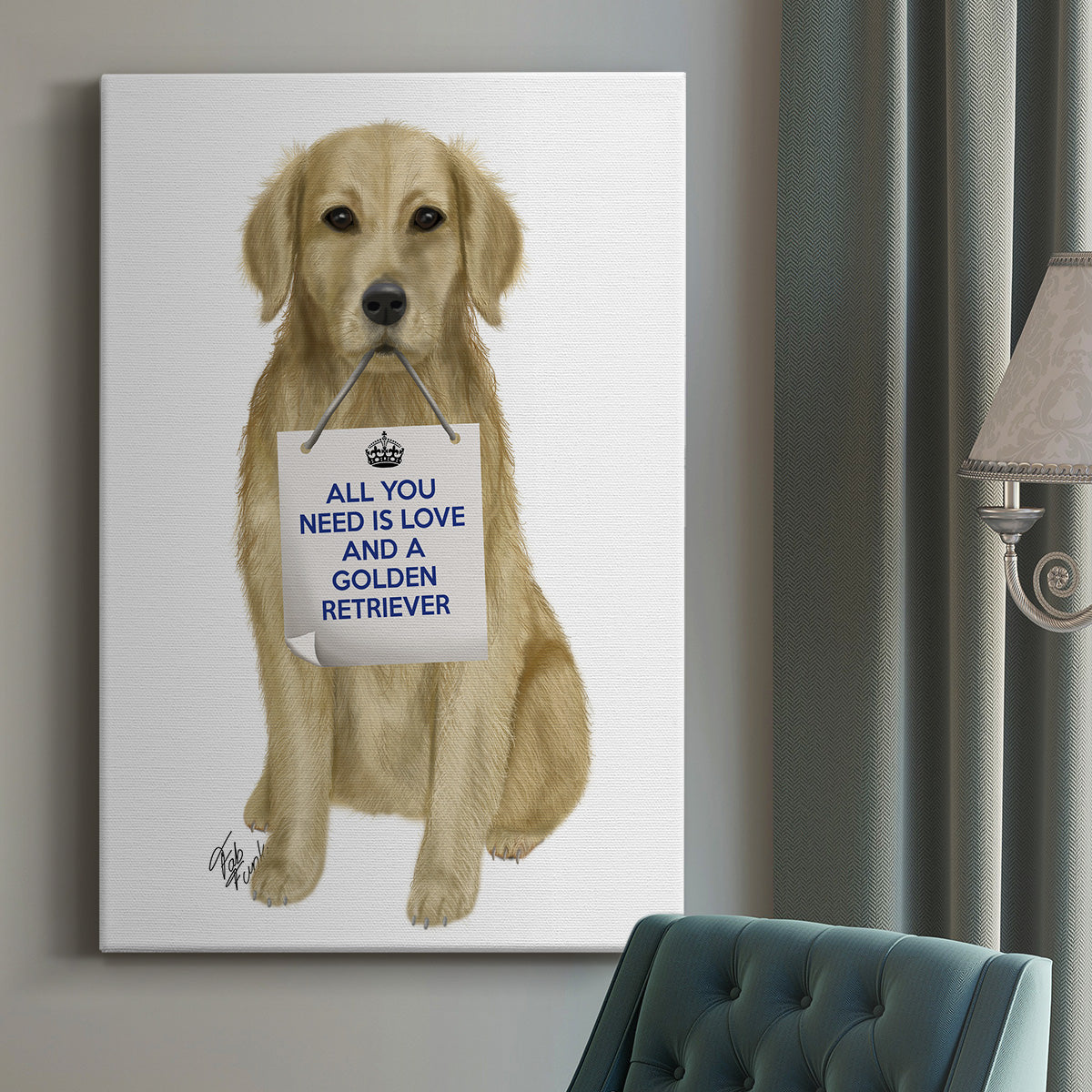 Love and Golden Retriever Premium Gallery Wrapped Canvas - Ready to Hang