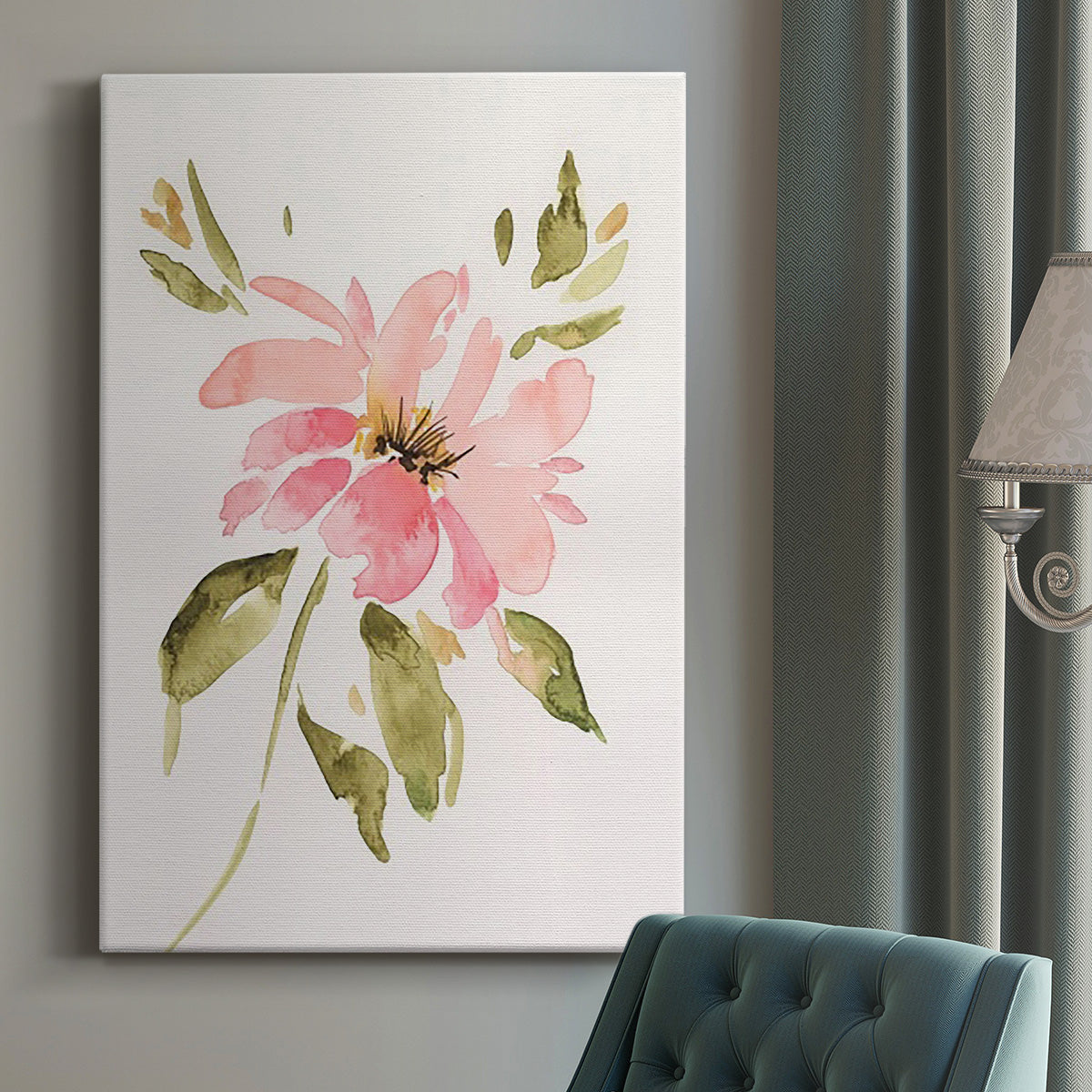 One Pink Bloom I Premium Gallery Wrapped Canvas - Ready to Hang