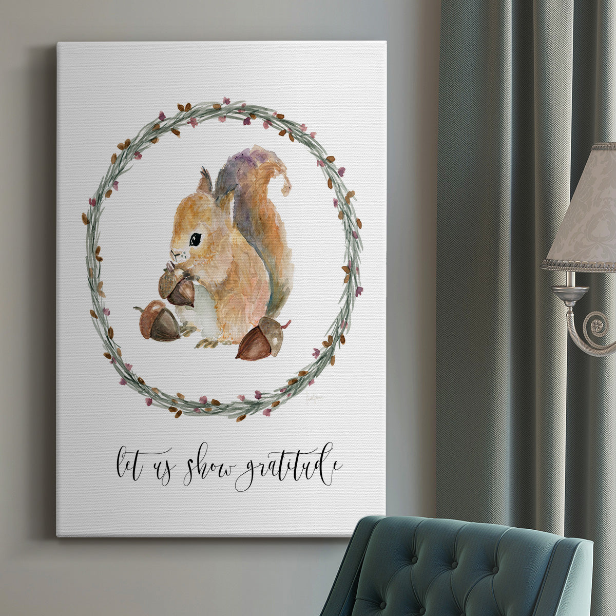 Harvest Home Squirrel Premium Gallery Wrapped Canvas - Ready to Hang