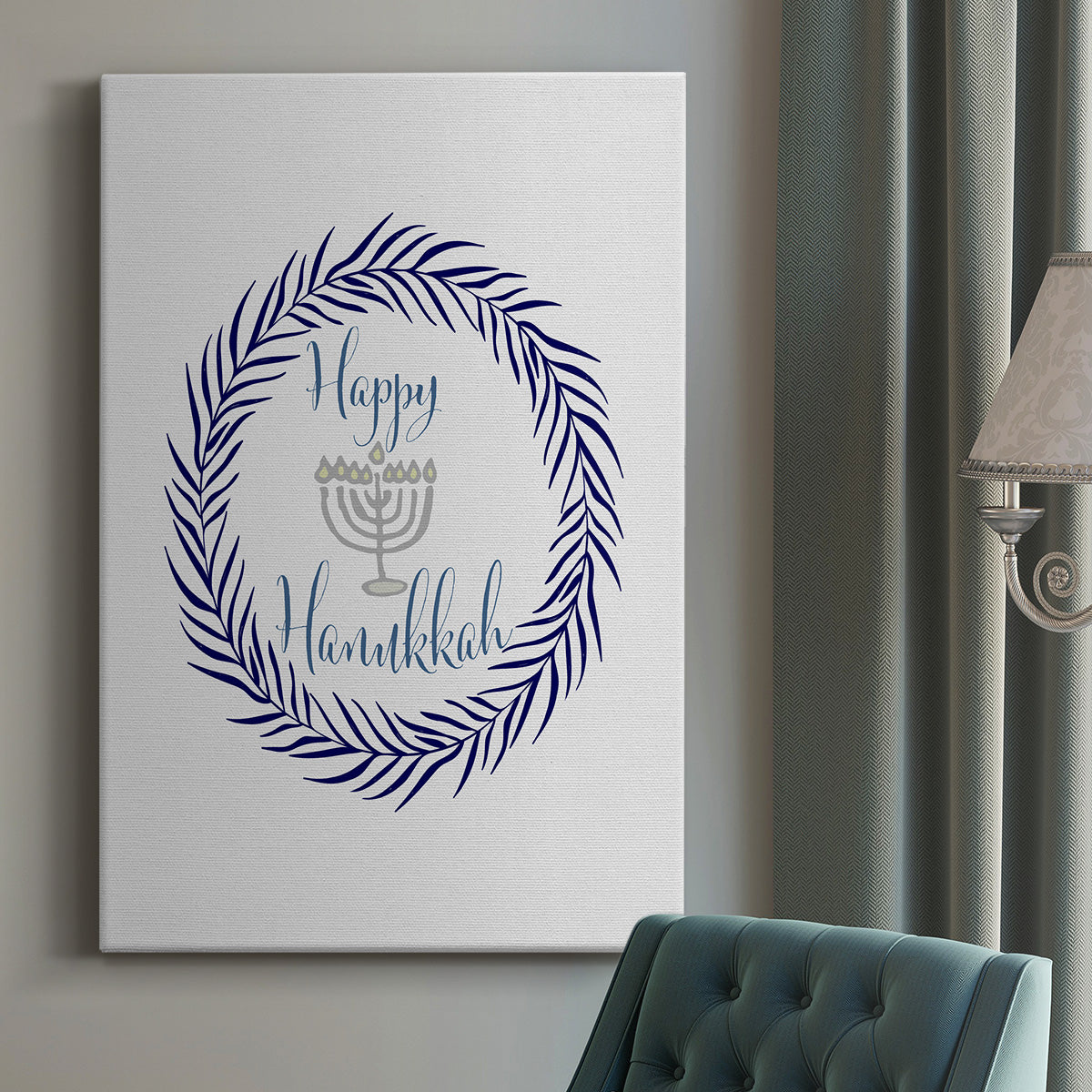 Hanukkah Wreath Premium Gallery Wrapped Canvas - Ready to Hang