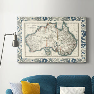 Bordered Map of Australia Premium Gallery Wrapped Canvas - Ready to Hang