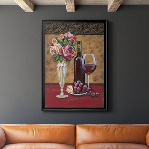 Vintage Flowers and Wine I Premium Framed Print - Ready to Hang