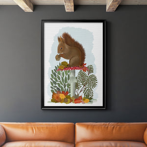 Red Squirrel On Mushroom Premium Framed Print - Ready to Hang