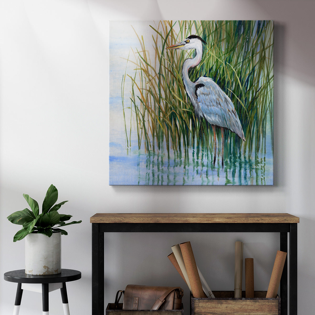 Heron in the Marsh II-Premium Gallery Wrapped Canvas - Ready to Hang